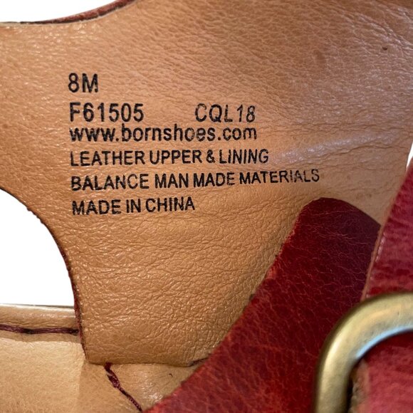 Born Selway Women's Red Leather Flat Sheikh Sandals with Ankle Strap Size 8M - Picture 5 of 10